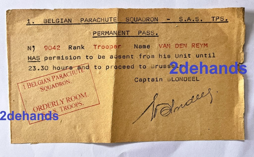 ABBL SAS para Blondeel Belgian army in UK, Enlèvement ou Envoi, Armée de terre, Autres types