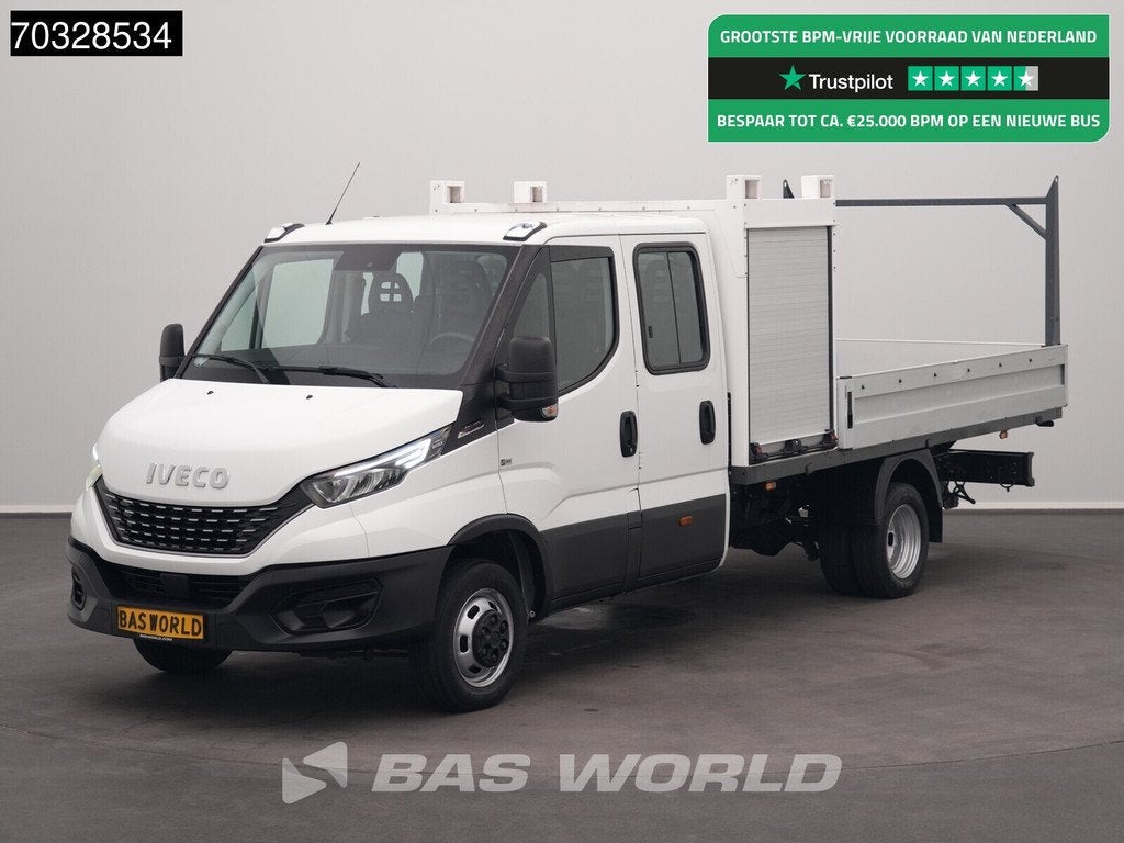 Iveco Daily 50C18 3.0L Automaat Open Laadbak met Kist Dubbel, Auto's, Automaat, Gebruikt, Euro 6, 4 cilinders
