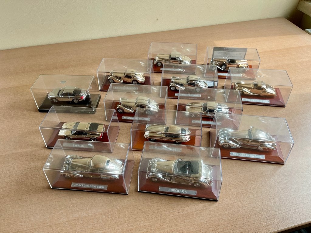 auto models 1/43 verzilverd - 13 stuks, Ophalen, Gebruikt, Auto
