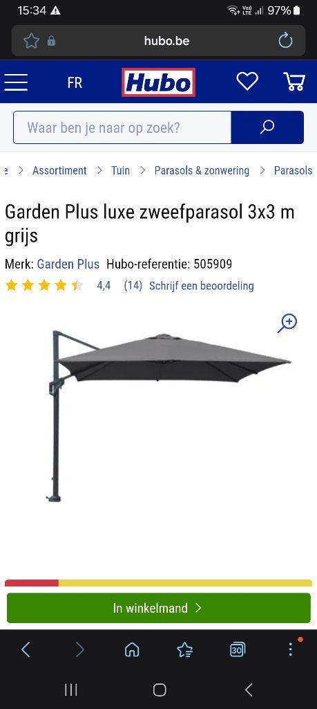 Parasol met voet70kg, Enlèvement, Utilisé, Parasol sur pied