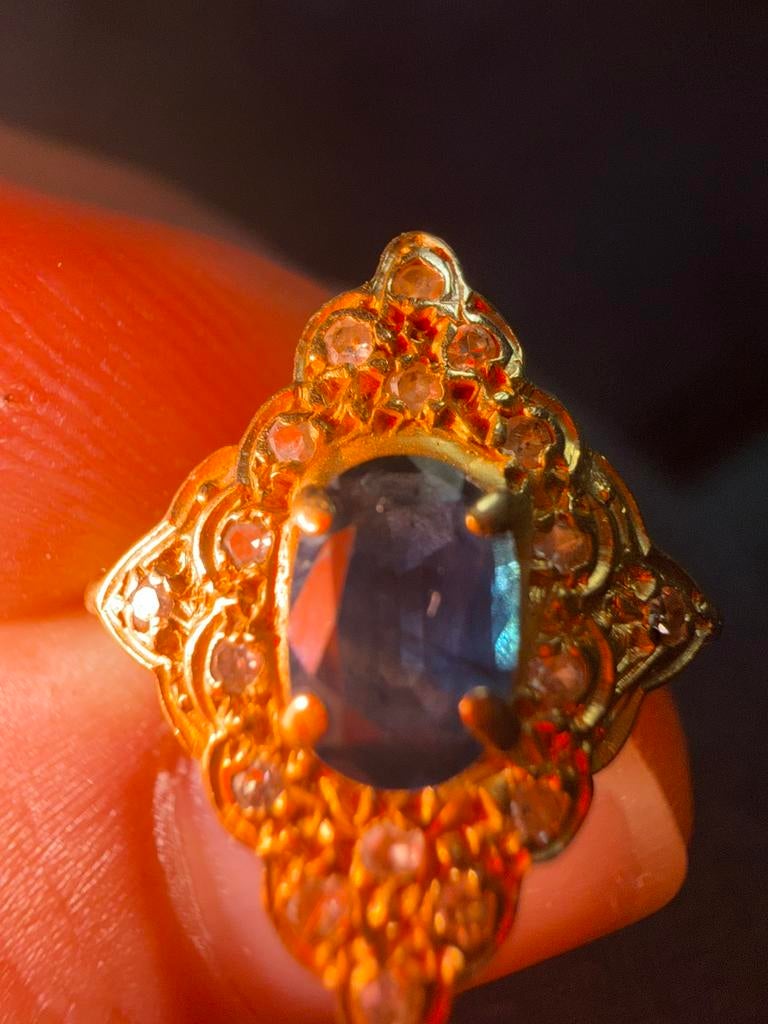 Bague saphir / diamants, Bijoux, Sacs & Beauté, Enlèvement ou Envoi, Comme neuf
