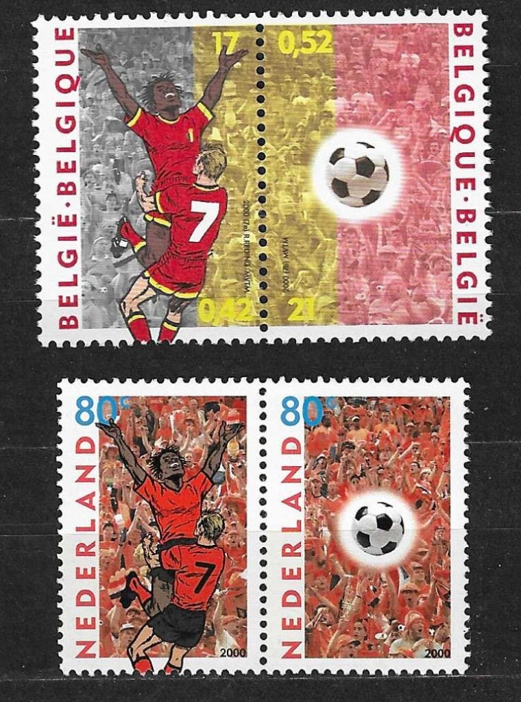 CE football émis conjointement entre Belgique et Pays-Bas **, Neuf, Enlèvement ou Envoi, Non oblitéré, Sport