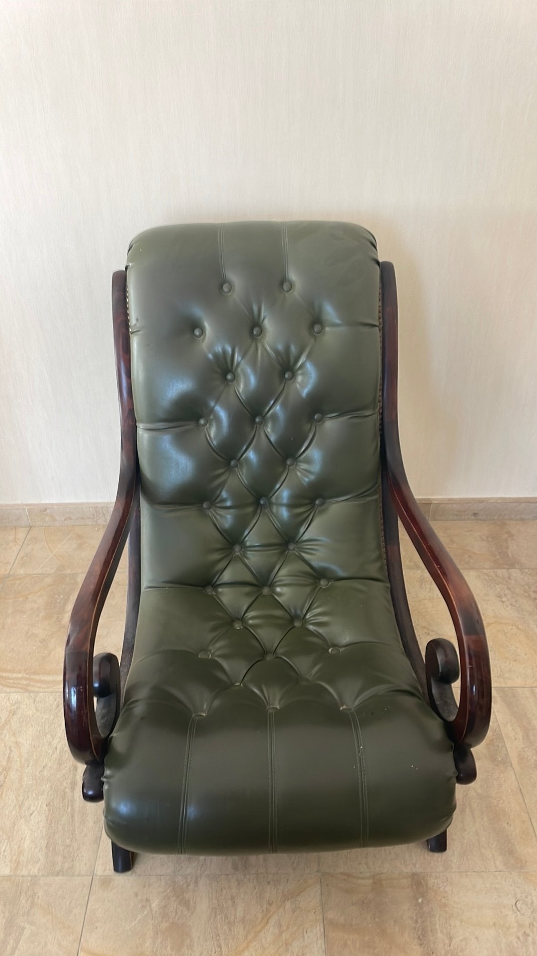 Chesterfield look lederen relaxzetel 2 stuks, Ophalen, Gebruikt