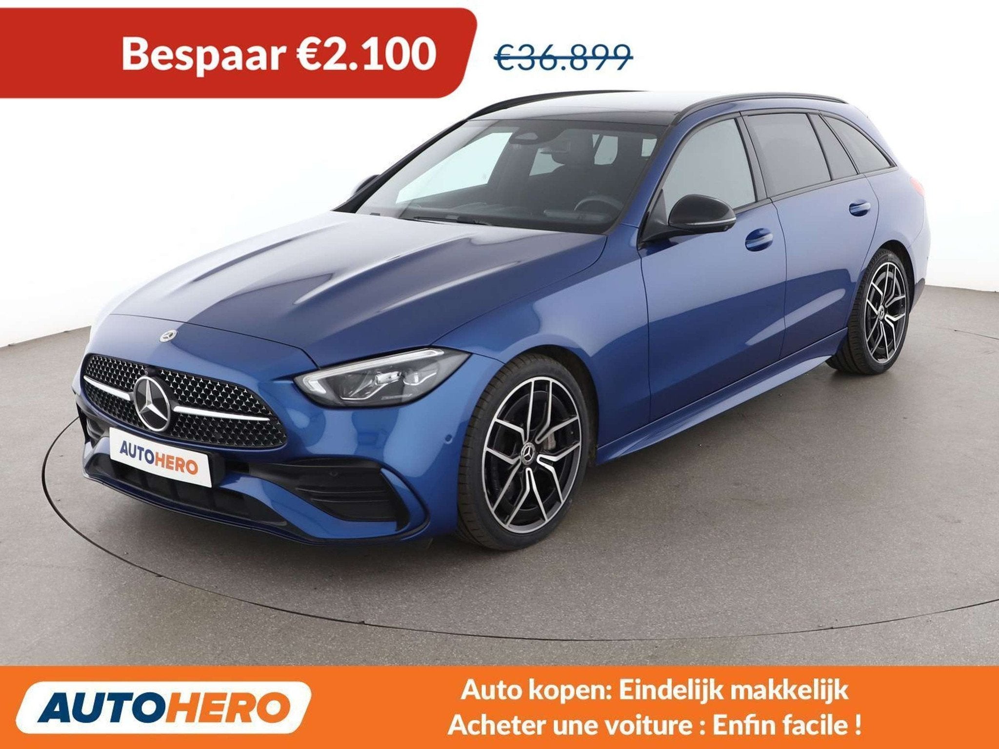 Mercedes-Benz C-Klasse 220 C 200 d Mild-Hybrid T AMG Line, Auto's, Achterwielaandrijving, Gebruikt, Blauw, 137 kW