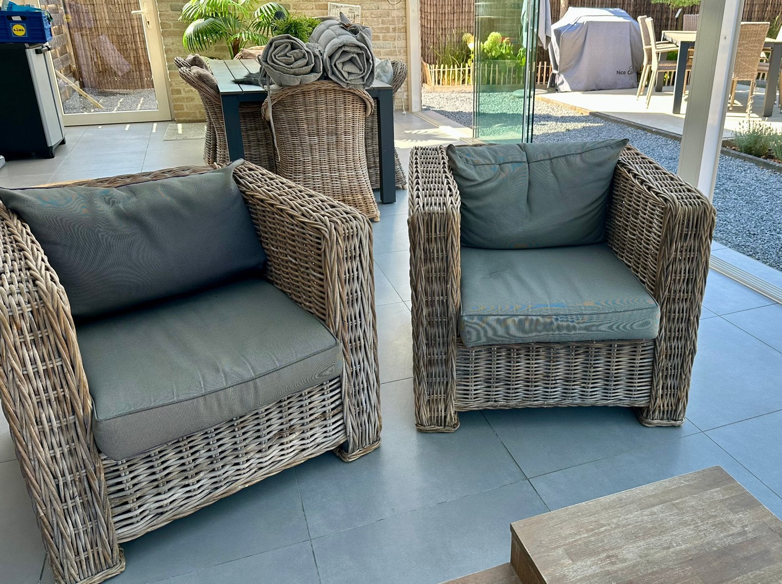 Rieten loungeset, Ophalen, Gebruikt, Loungeset