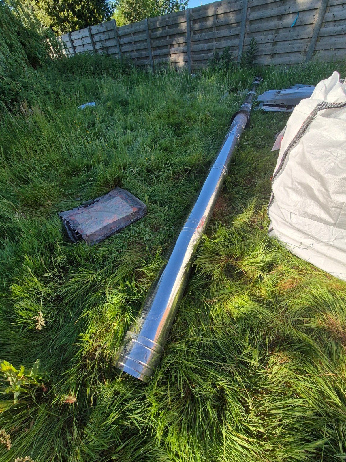 Inox dubbelwandige buis 9m + hulpstukken, Ophalen, Inox