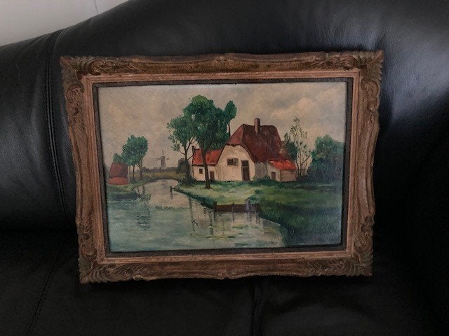2 mooie schilderijen, een op doek en een paneel, Cadre spécial, Enlèvement ou Envoi, Vieux hollandais, Paysage