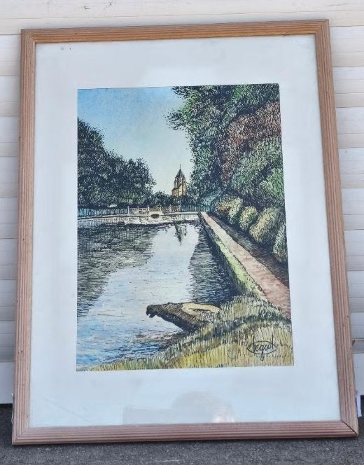 Dessin aquarelle signe claude legout, Antiquités & Art, Art | Peinture | Classique, Enlèvement ou Envoi, Dessin