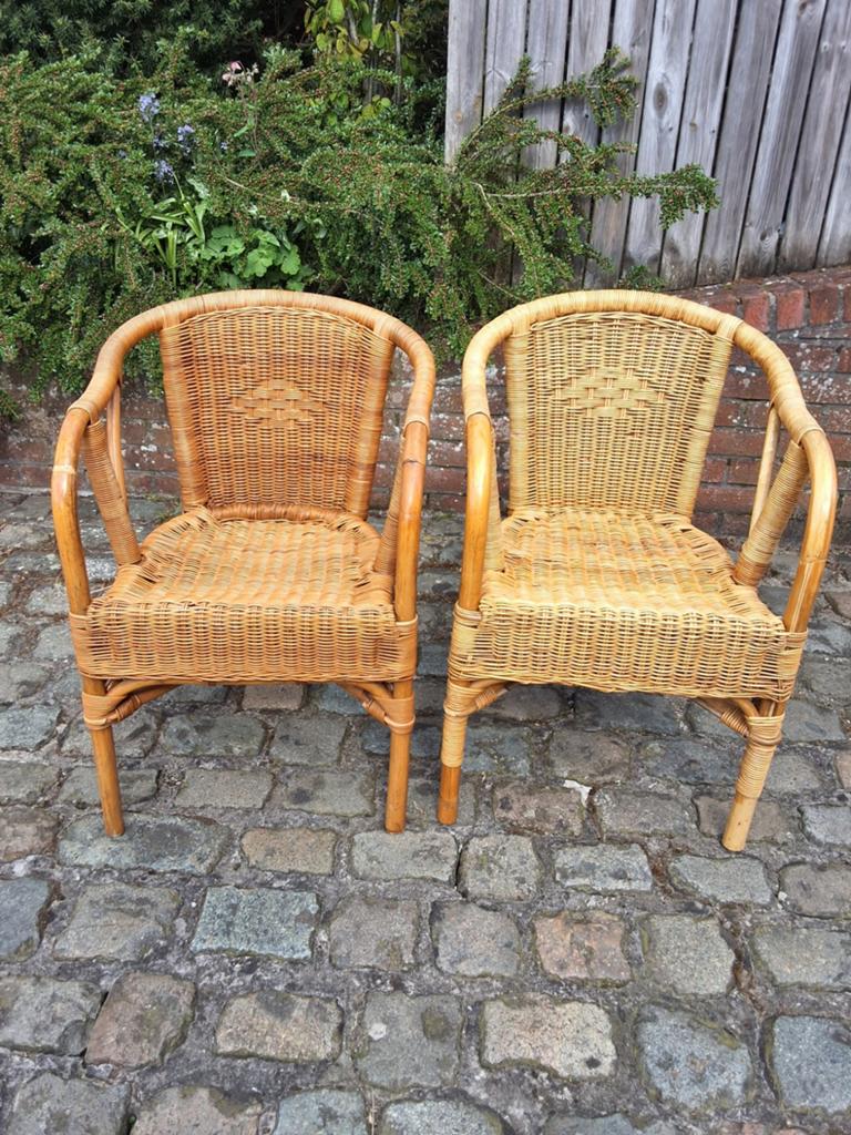 Rieten zetels in goede staat €8 per stuk, Tuin en Terras, Ophalen