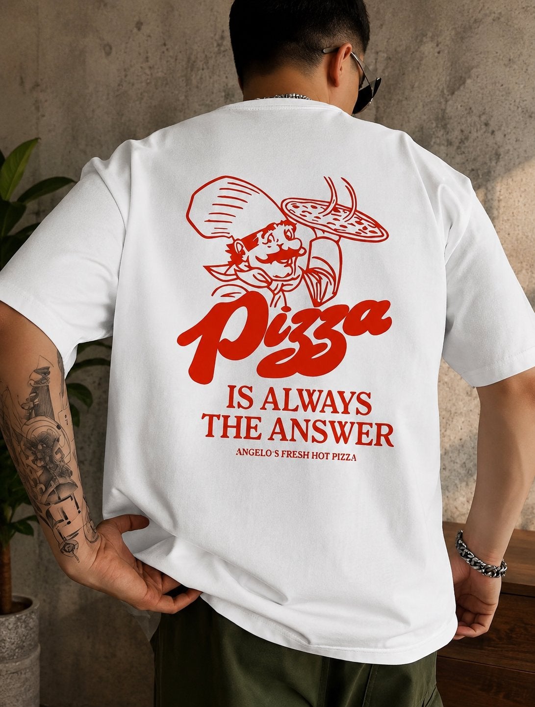 T-shirt neuf non porté taille L Unisexe Pizza, Envoi, Neuf, Taille 52/54 (L), Blanc