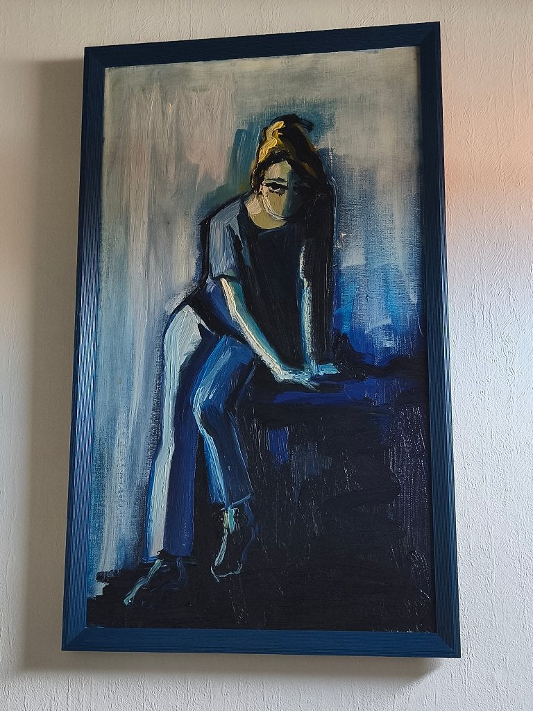 Schilderij van dame, Ophalen, Acrylverf, Doek, Portret of Personen