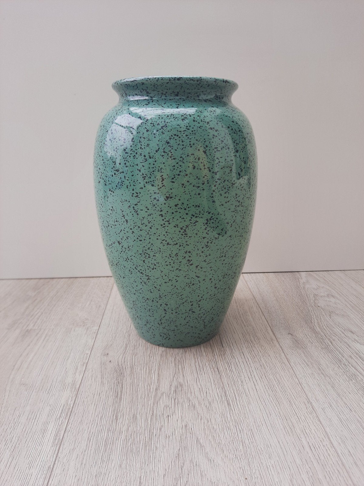 Vintage Scheurich Vaas 25 cm - Mintgroen Gespikkeld, Ophalen of Verzenden