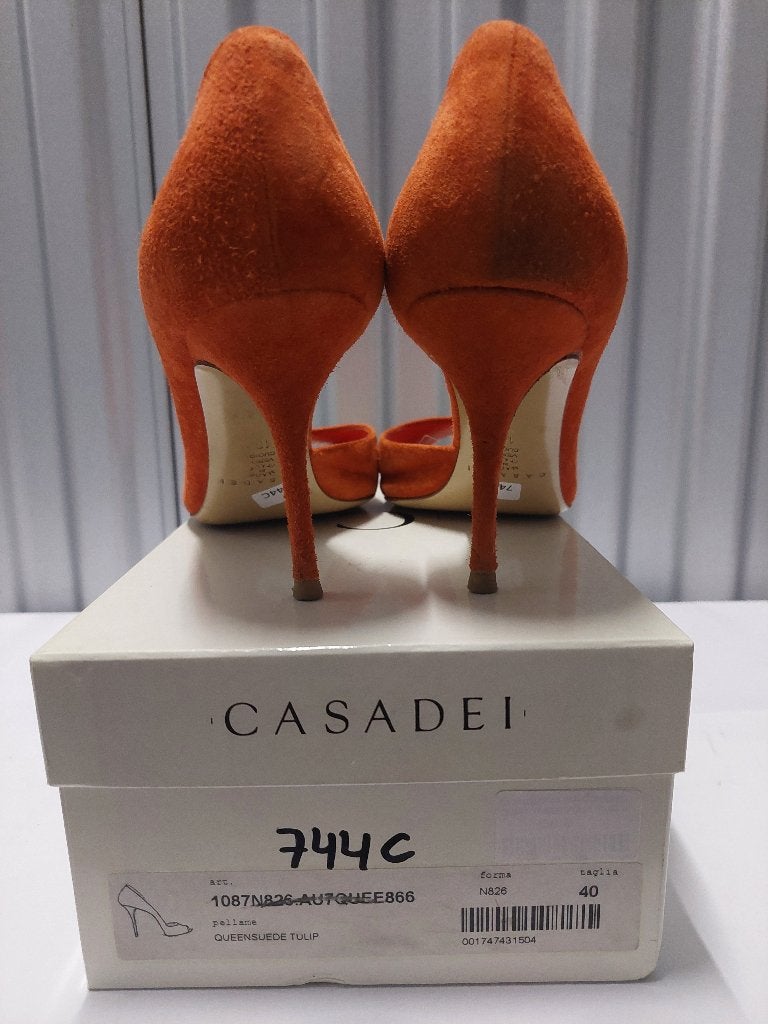 744C* Casadei - sexy oranje pumps met peeptoe (40), Pumps, Verzenden, Oranje, Gedragen