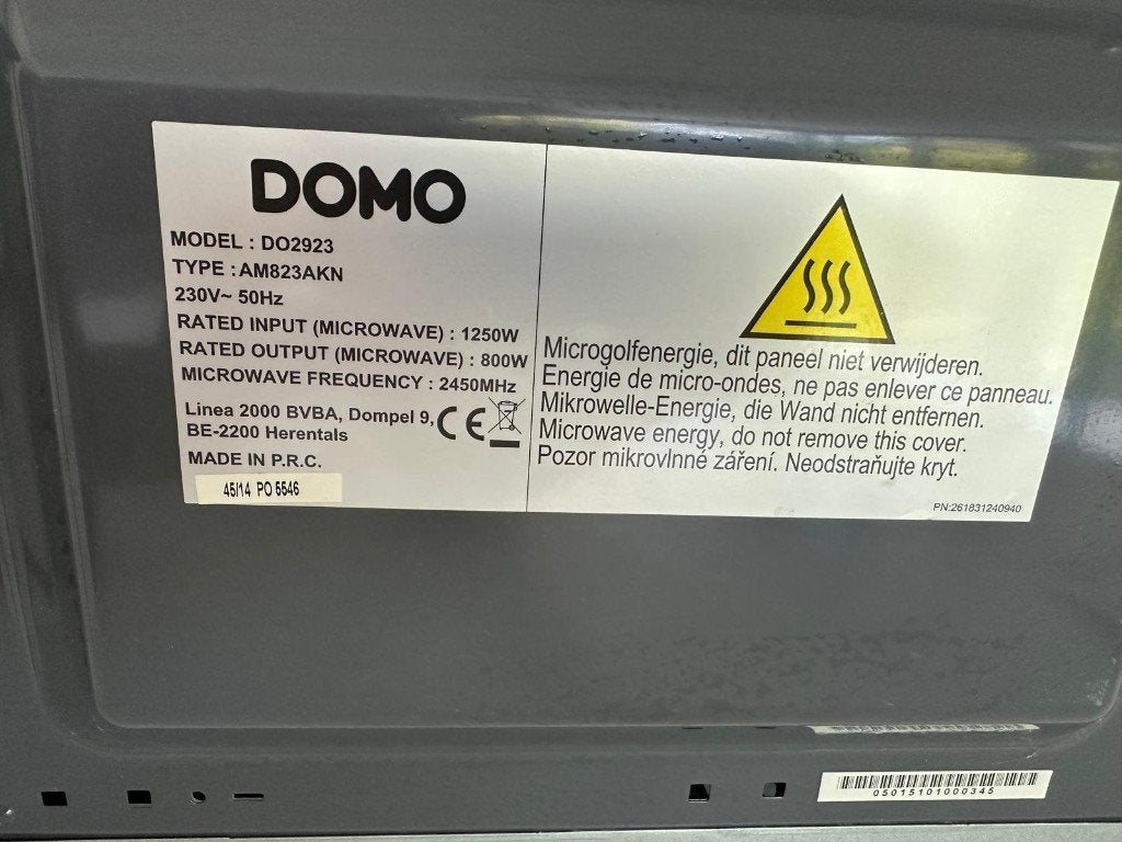Microgolf DOMO (type DO2923), Elektronische apparatuur, Ophalen, Gebruikt, Vrijstaand, Microgolfoven