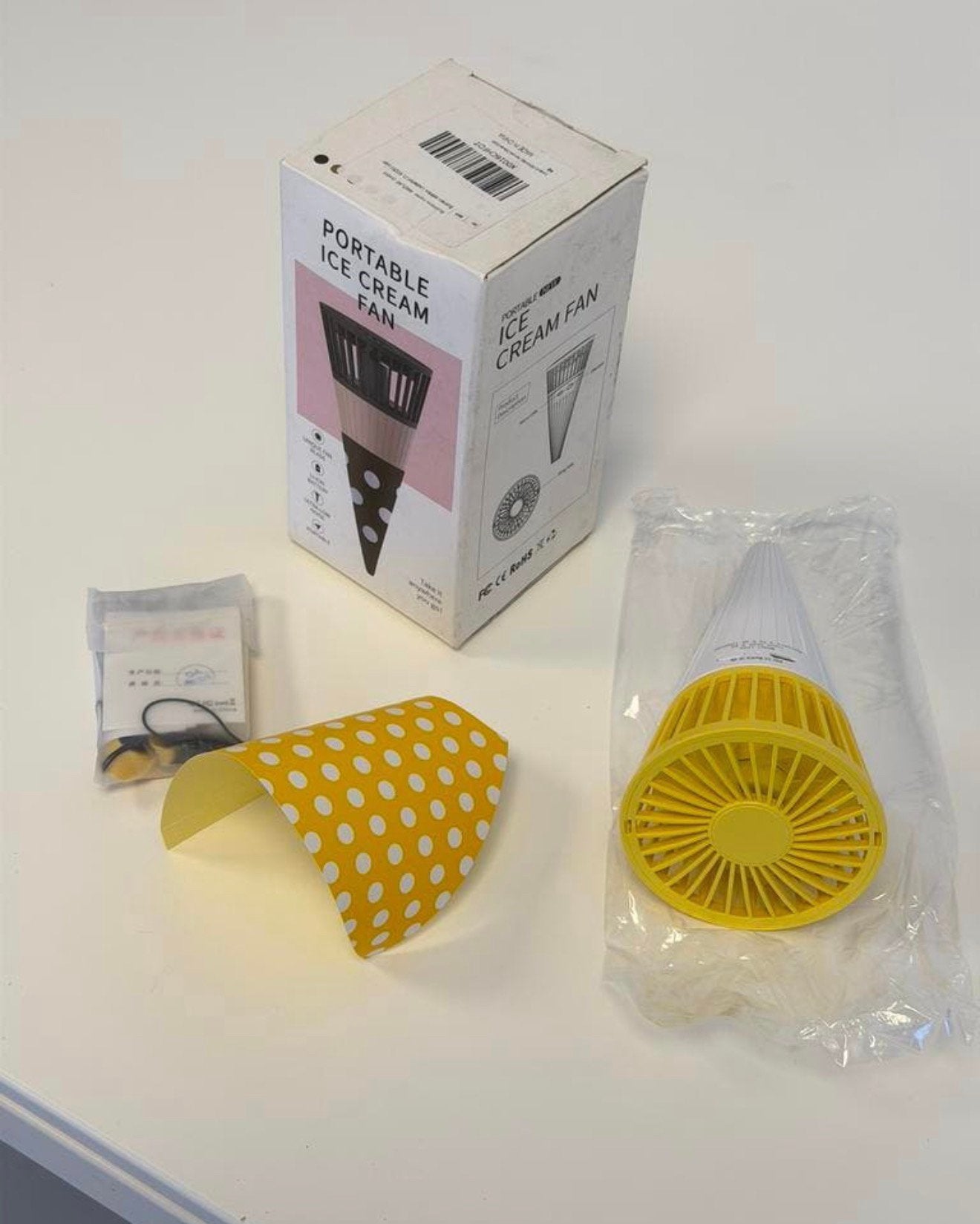 USB Ventilator IJsje Oplaadbaar Stil Handventilator Geel ijs, Ophalen of Verzenden, Nieuw, Overige