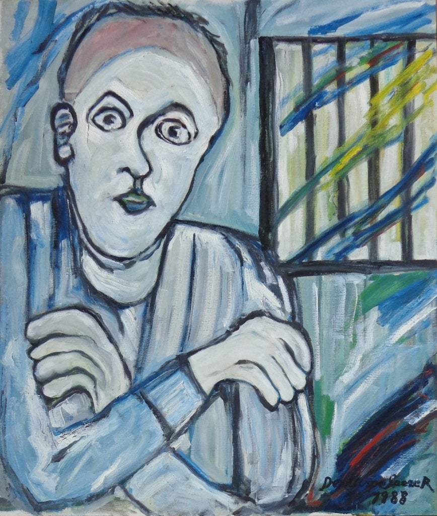 ROBERT DE WISPELAERE / GEVANGENE / OLIEVERF / 97x82cm KADER, Ophalen, Olieverf, Overige materialen, Gesigneerd