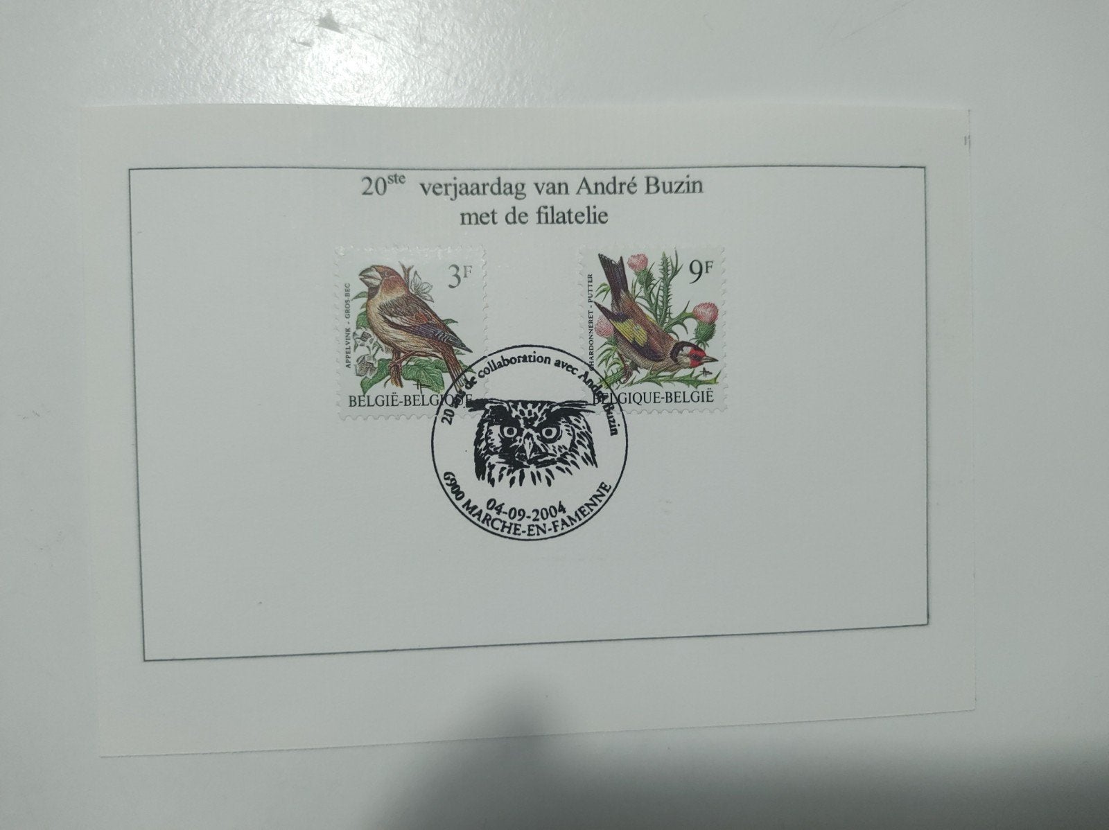 gelegenheids stempel 20 ste verjaardag André Buzin, Postzegels en Munten, Ophalen of Verzenden, Gestempeld