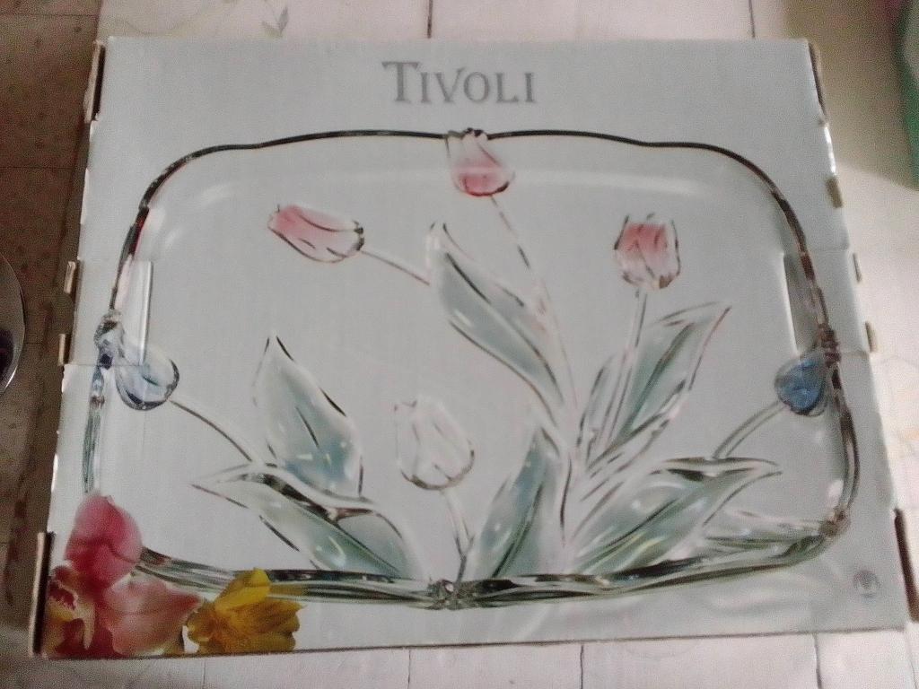 Plat de service verre walther-glas Tivoli tulipes en relief, Antiquités & Art, Enlèvement ou Envoi
