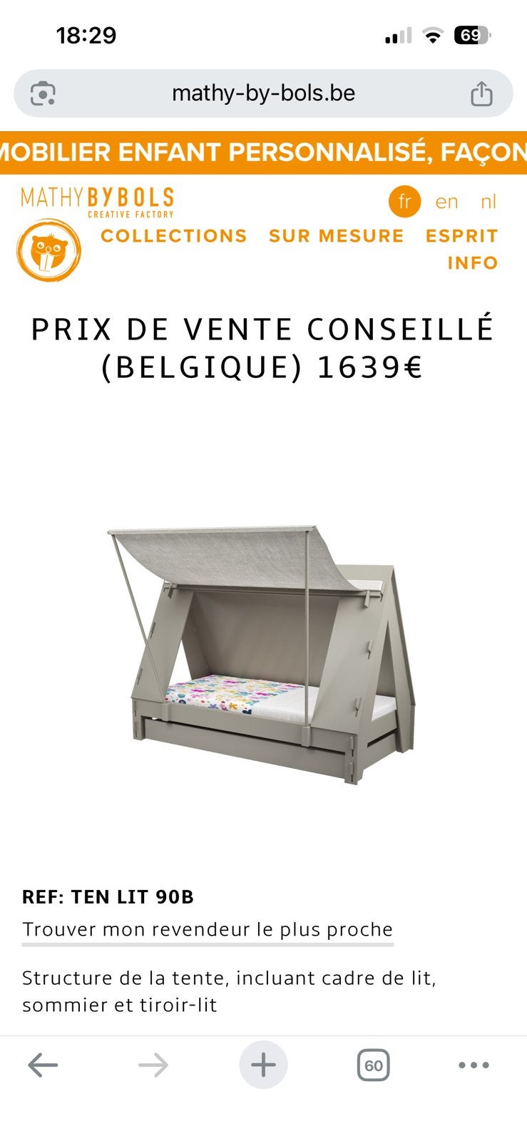 Lit tente mathys by boll, Enfants & Bébés, Enlèvement, Comme neuf, Lit
