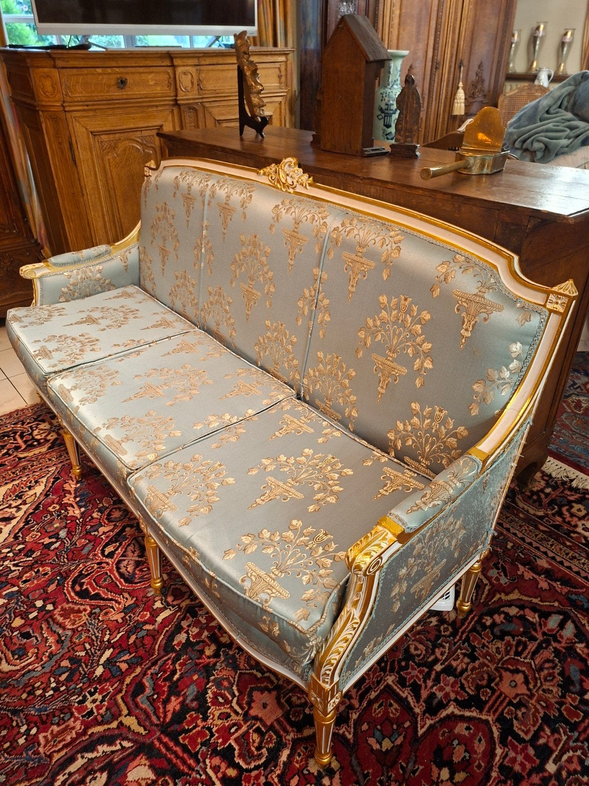 Louis XV/XVI polychrome banken in overgangsstijl, Antiek en Kunst, Ophalen