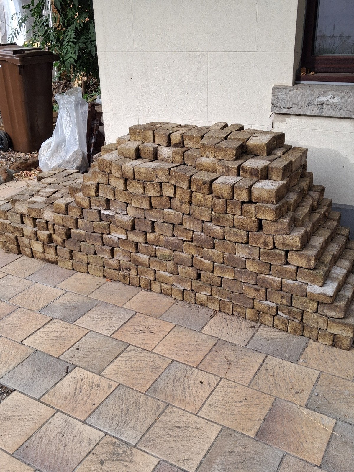Gehamerd gele betonklinkers - GRATIS, Enlèvement, Utilisé, Béton, Briques