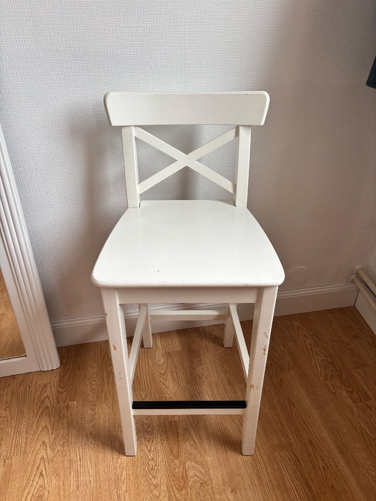 3 Barkrukken IKEA ingolf wit, 3 krukken, Ophalen, Gebruikt, Hout
