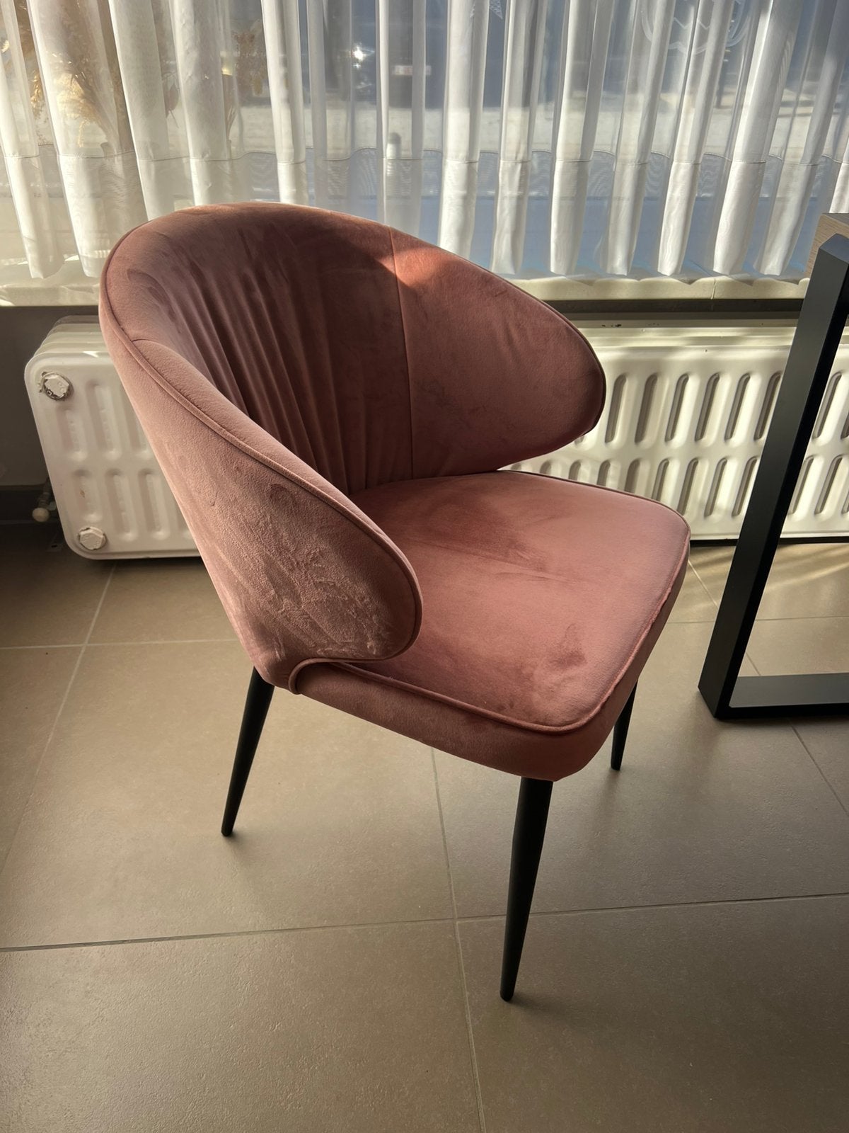 Roze velvet eetkamerstoelen 6 stuks, Ophalen, Overige kleuren, Zo goed als nieuw, Stof