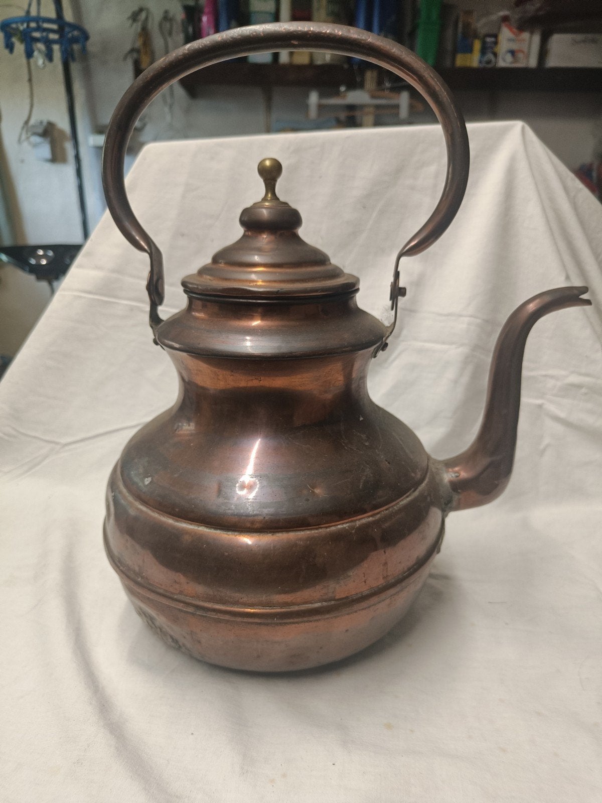 Koperen waterketel roodkoper en geel 30 CM, Antiek en Kunst, Ophalen