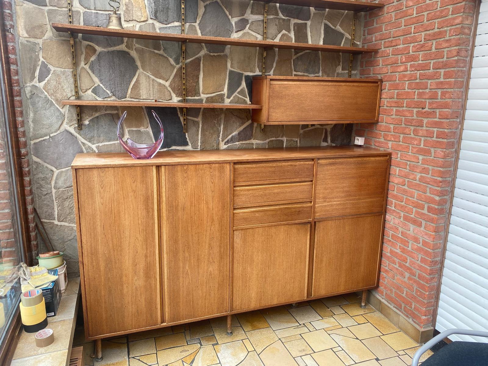 Vintage kast in teak, Teck, Avec tiroir(s), 25 à 50 cm, 200 à 250 cm