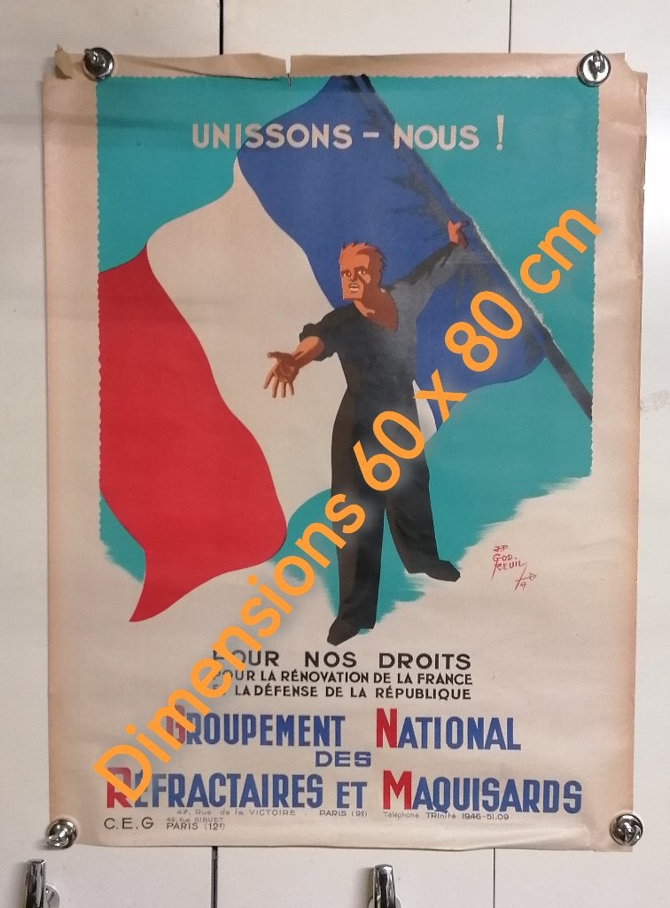 GNRM militaire poster Réfractaire Maquisard WO2, Verzamelen, Verzenden, Overige soorten, Foto of Poster
