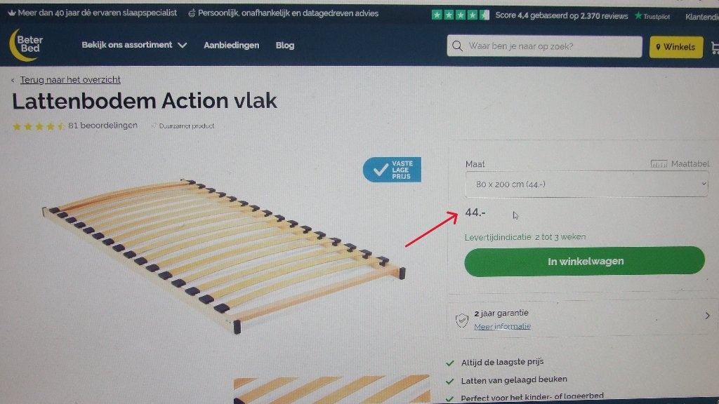 Lattenbodem 2x80 cm in nieuwe staat: voor 2P-bed van 160 cm, Ophalen, Tweepersoons, Zo goed als nieuw, Bedbodem