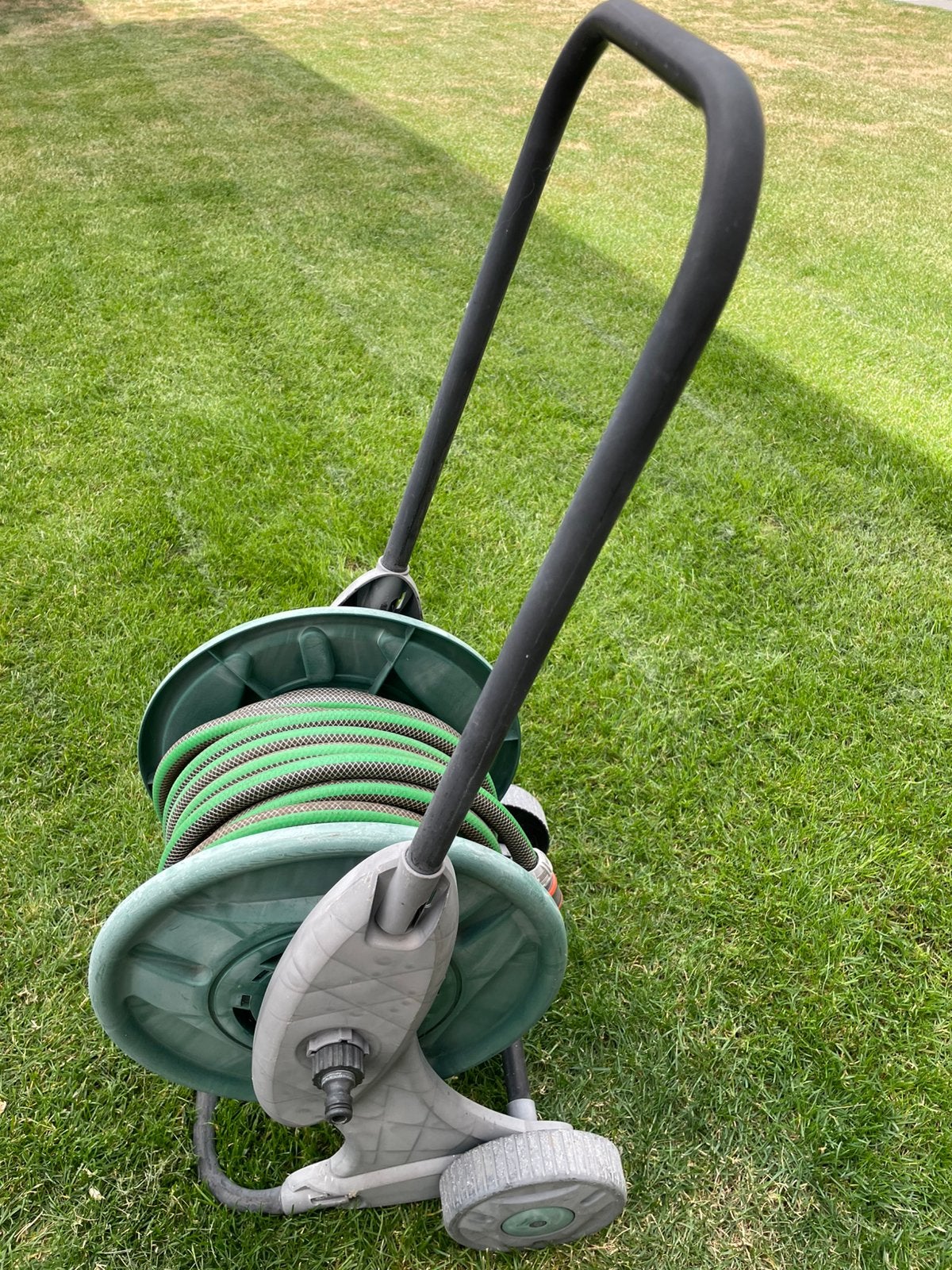 Tuinslang met haspel, Ophalen, Gebruikt, Tuinslanghaspel