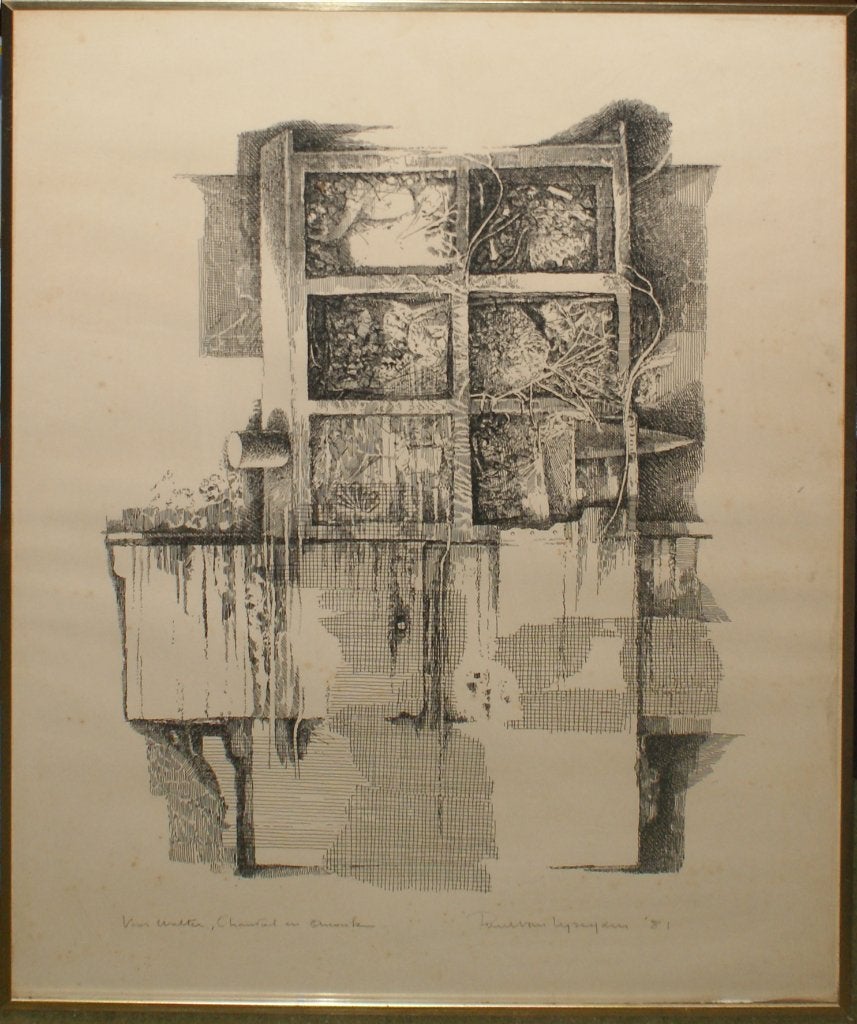 Paul Van Gysegem: Compositie 1981 (49 x 64 cm), Genummerd, Ophalen of Verzenden