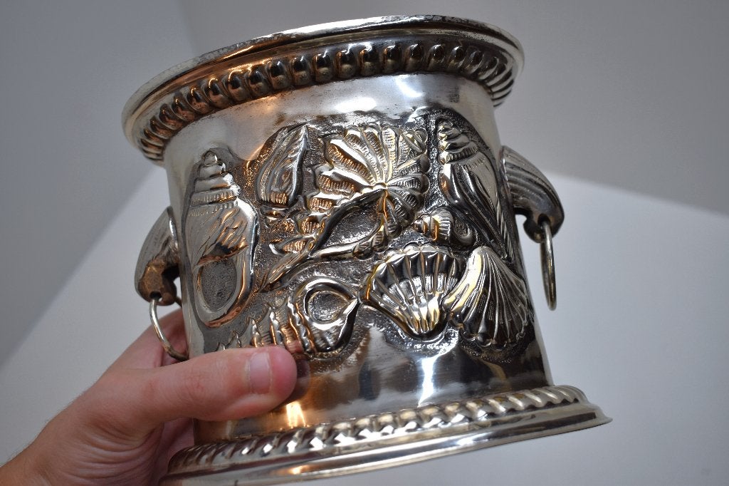 Boîte à biscuits en argent - magnifique motif de coquillages, Antiquités & Art, Enlèvement ou Envoi, Argent