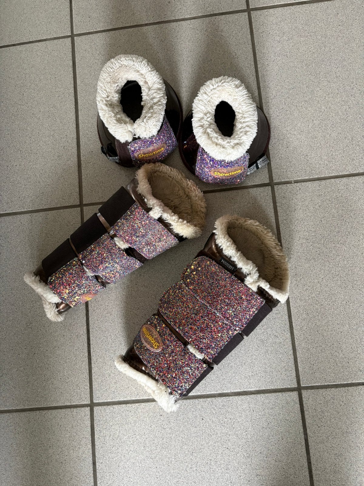 Beenbeschermers, en zadel onderlegger, Ophalen, Gebruikt, Springen