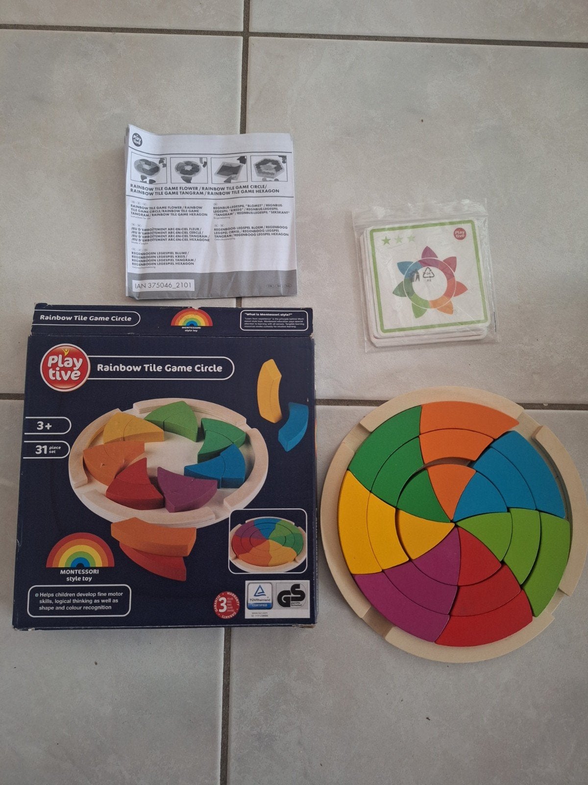 Rainbow Tile Game Circle - Montessori style toy - hout, Enfants & Bébés, Enlèvement ou Envoi, Comme neuf, Garçon ou Fille