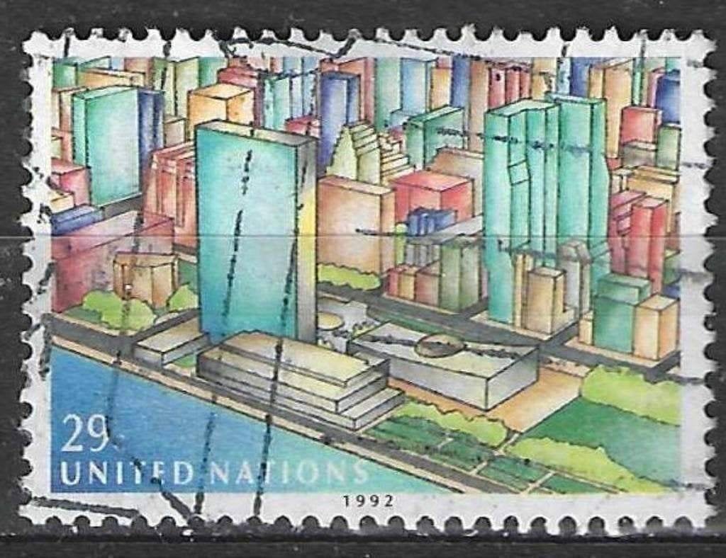 VN-New York 1992 - Yvert 619 - Hoofdkwartier UNO (ST), Postzegels en Munten, Verzenden, Gestempeld