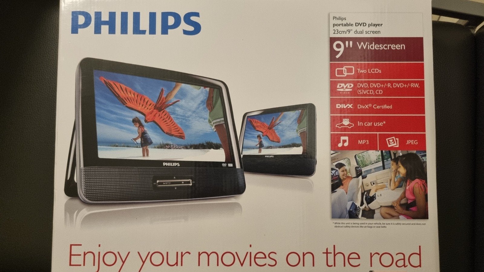 Philips draagbare DVD speler 2 schermen voor in de auto, Dvd-speler, Philips, Gebruikt, Draagbaar