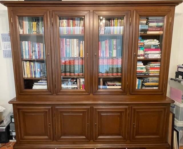 bibliotheekkast, Huis en Inrichting, Kasten | Boekenkasten, Zo goed als nieuw, 200 cm of meer, 200 cm of meer, 50 tot 75 cm, Met deur(en)