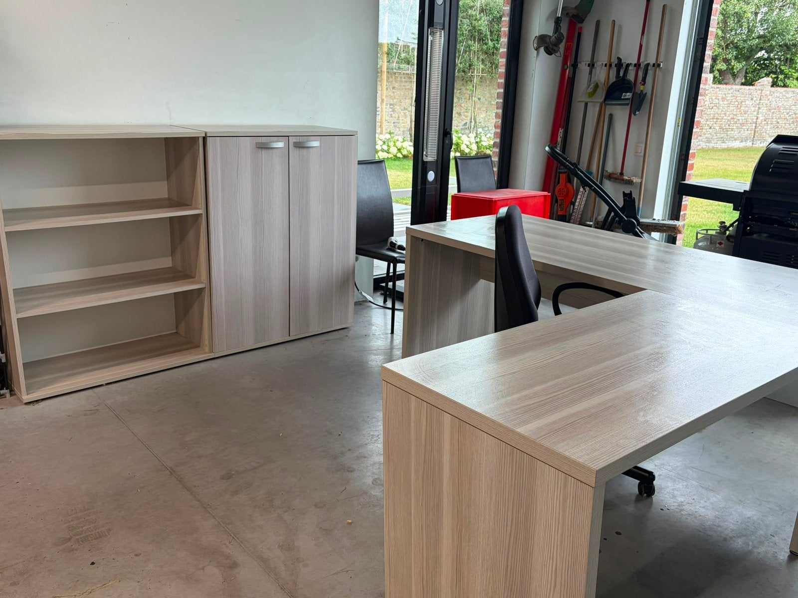 Bureau met kasten en bureaustoel, Ophalen, Hoekbureau, Zo goed als nieuw, Overige merken