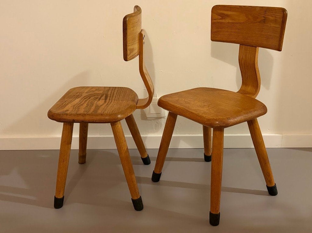 2 vintage houten kinderstoeltjes / kleuterstoeltjes, Kinderen en Baby's, Ophalen, Gebruikt, Overige typen