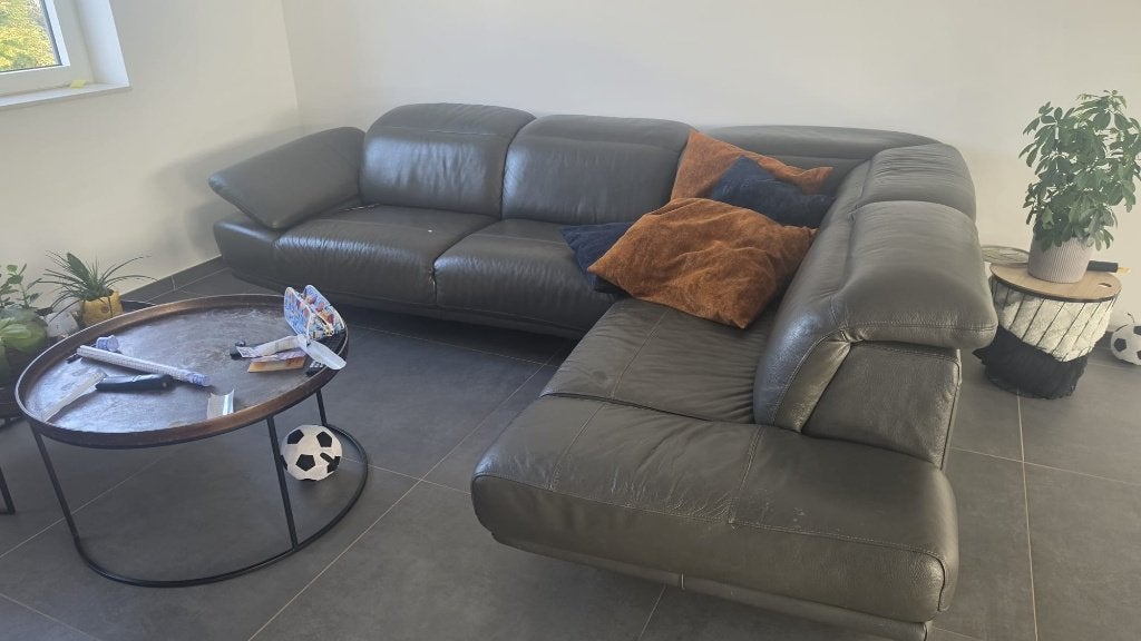 Divan en cuir à donner, Maison & Meubles, Enlèvement, Utilisé, Cuir