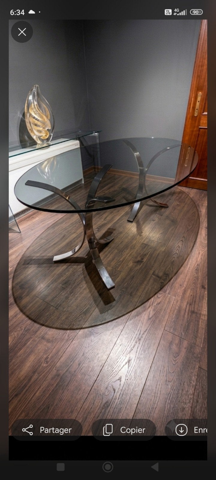 Table à manger ovale vintage Space Age — Verre fumé, Enlèvement, Ovale, Verre