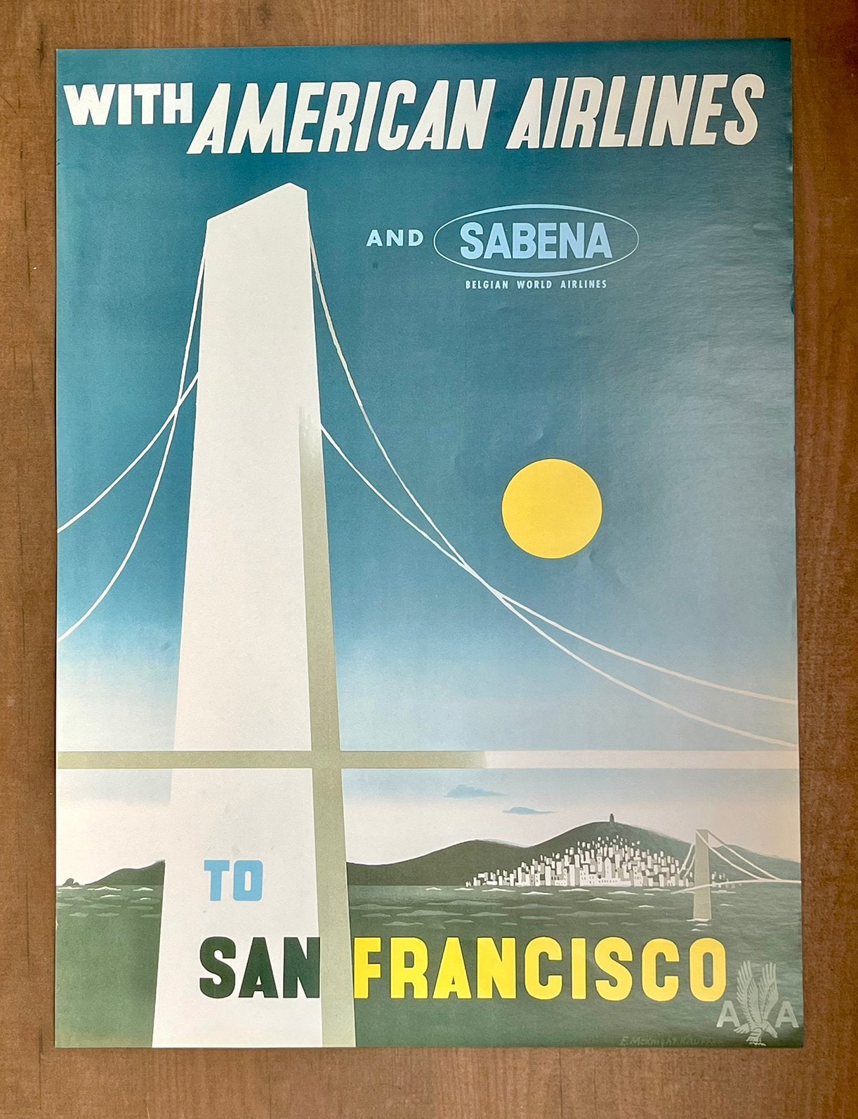 Sabena - Litho ancienne 1948 -American Airlines S. Francisco, Enlèvement ou Envoi