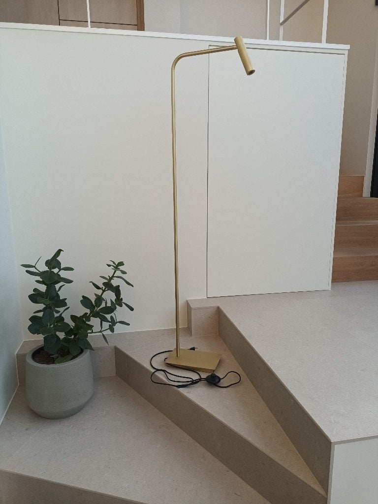 Vloerlamp messing/brass/mat goud, Huis en Inrichting, Ophalen, Zo goed als nieuw, Metaal, 100 tot 150 cm