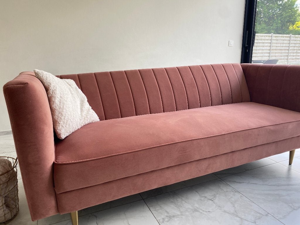Moderne zetel - rosé, Huis en Inrichting, Ophalen, Gebruikt, Driepersoons, 75 tot 100 cm