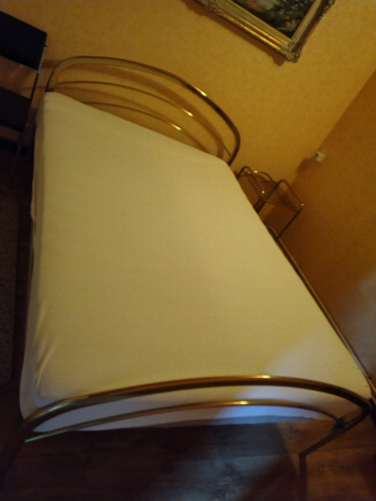 Dubbel bed, Huis en Inrichting, Slaapkamer | Bedden, Ophalen, Gebruikt, Tweepersoons, 140 cm