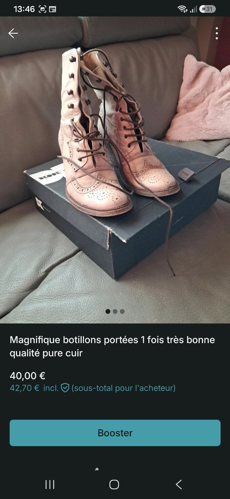 botillons vintage excellente qualité en pur cuir très souple, Enlèvement ou Envoi