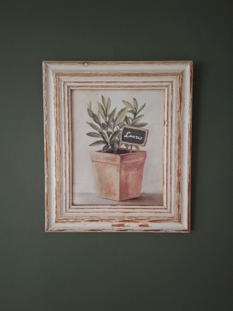 Vintage Muurdecoratie Laurier in prachtige kader 36 x 31 cm, Enlèvement