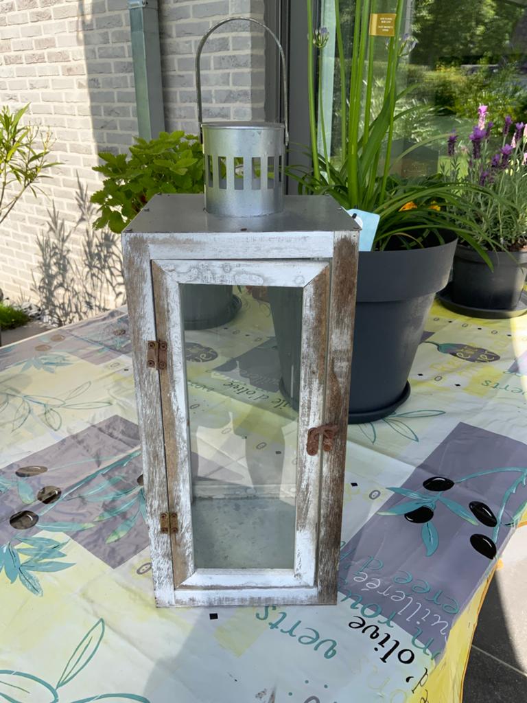 Grote vintage Metalen winddichte lantaarn, Tuin en Terras, Ophalen, Zo goed als nieuw